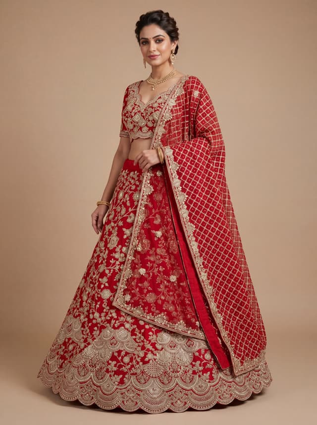 Romantic Rose Red Lehenga