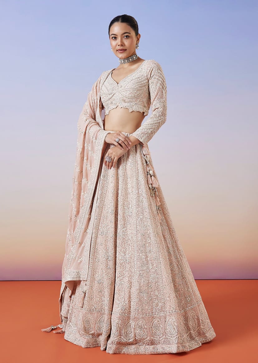 Baby Pink Lucknowi Chikankari Lehenga