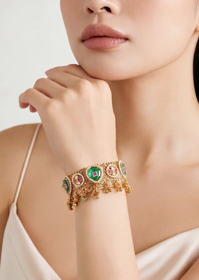 Antique Gold Kundan Kada Set