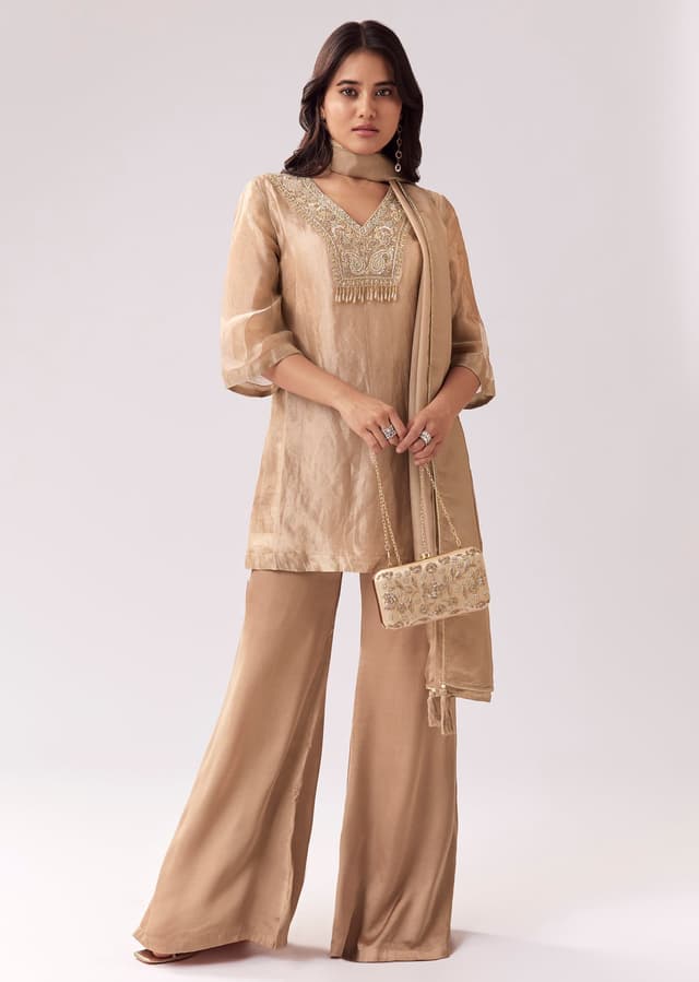 Gold Festive Palazzo Suit